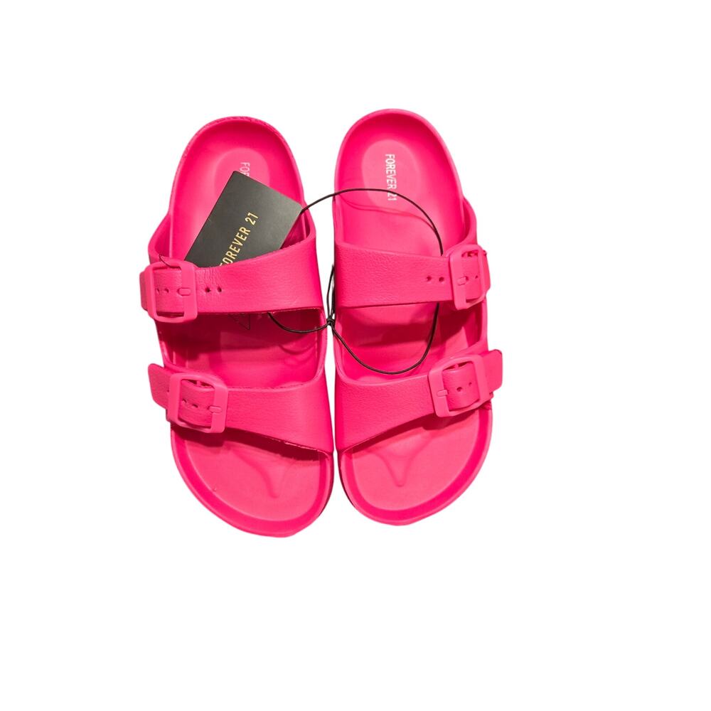 Forever21 Sandals - Hot Pink Double Strap Slides (Size: 6)